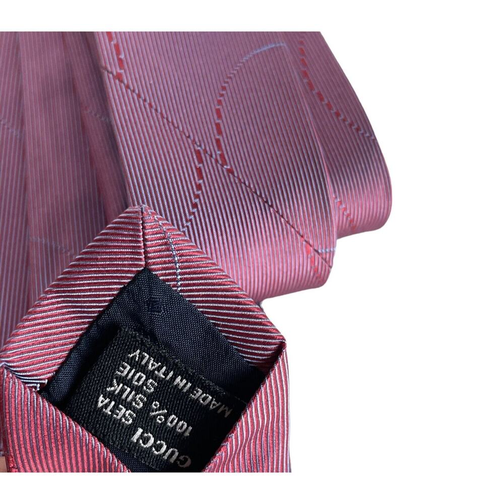 Gucci Men's Lavender & Pink Woven Texture Silk Tie Made in Italy EUC - Picture 7 of 10